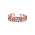 LOZRUNVE 925 Sterling Silver Hip Hop Dubai Double Row Pink Sapphire Crystal Ear Cuff Earring