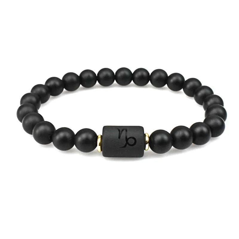 2022 Wholesale Punk Couple Bff Beaded Bracelet Hip Hop Natural Stone Bracelet Birthday 12 Zodiac Bracelet for Men