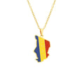 Ethnic Republic of Chad Map Flag Pendant Necklace Stainless Steel Map Necklaces