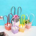 Floral Arrangement Wedding Party Favor Gift Box Basket Shape Paper Box Handle Matt Lamination Embossing Elegant Folders Type