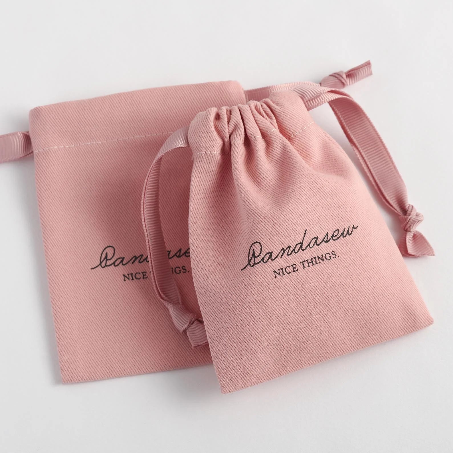 PandaSew Custom Logo Printed Twill Cotton Jewelry Bag Small Gift Packaging Jewelry Pouch