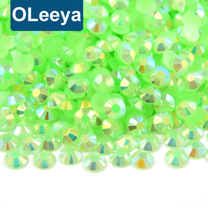 Oleeya Factory Bulk Packing 4mm-6mm Crystal Strass Sliver Bottom Resin StonesFlatback Resin Rhinestones for Craft DIY.