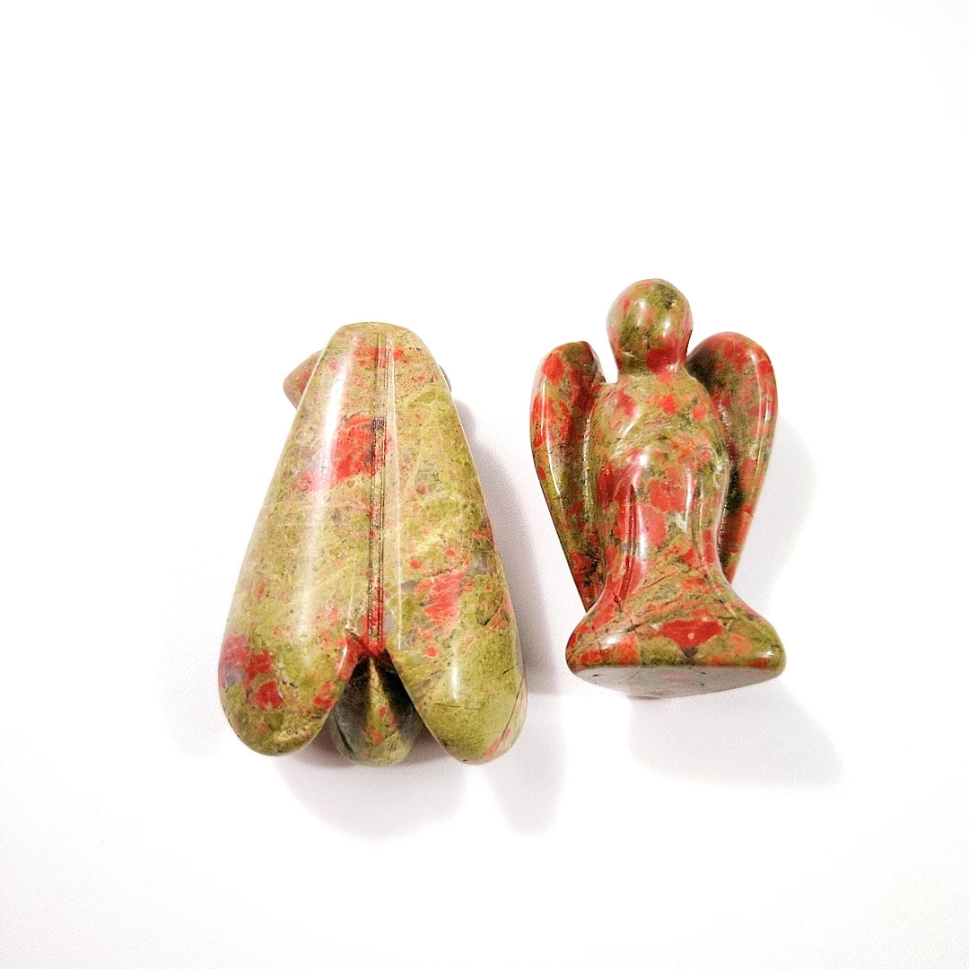 Huiying Customized Natural Reiki Healing Gemstone Hand Carved Unakite Angels Crafts
