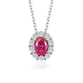 New Arrivals 925 Sterling Silver Jewelry Necklace Oval Cut Synthetic Lab Grown Ruby Necklaces for Girl