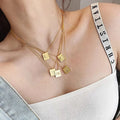 Trendy 18K PVD Plated Personalized Initial Necklace Square Nameplate Pendant Necklace Stainless Steel Women Letter Necklace