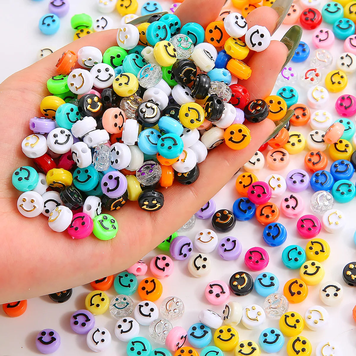 Wholesale 6*10mm Acrylic Smile Face Beads  Smile Beads for Jewelry Making