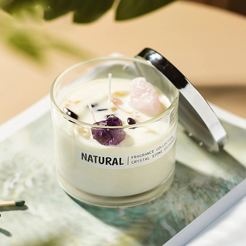 White Label Frosted Glass Jar Scented Candle Silver Cover Christmas Healing Energy Christmas DÃ©cor