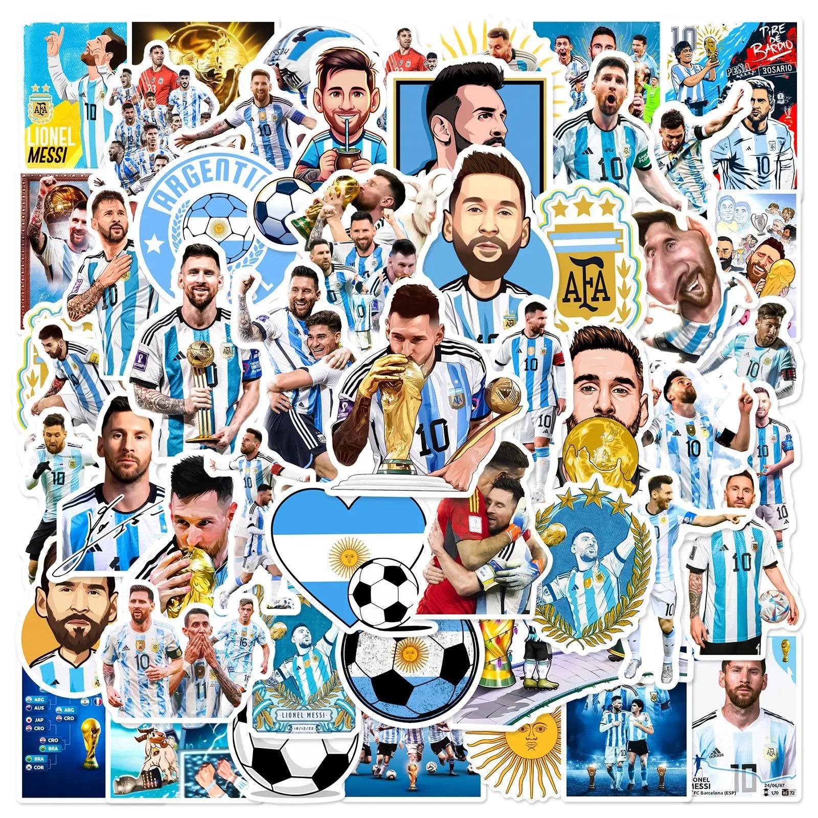 New 50PCS Inspirational Sport Football Argentina Soccer Superstar Messi Sticker