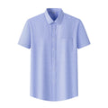 Luxury Brand Summer Business Casual Half Sleeve Shirt 100% Cotton Anti-Wrinkle and Comfortable Striped Pattern Plain Dyed