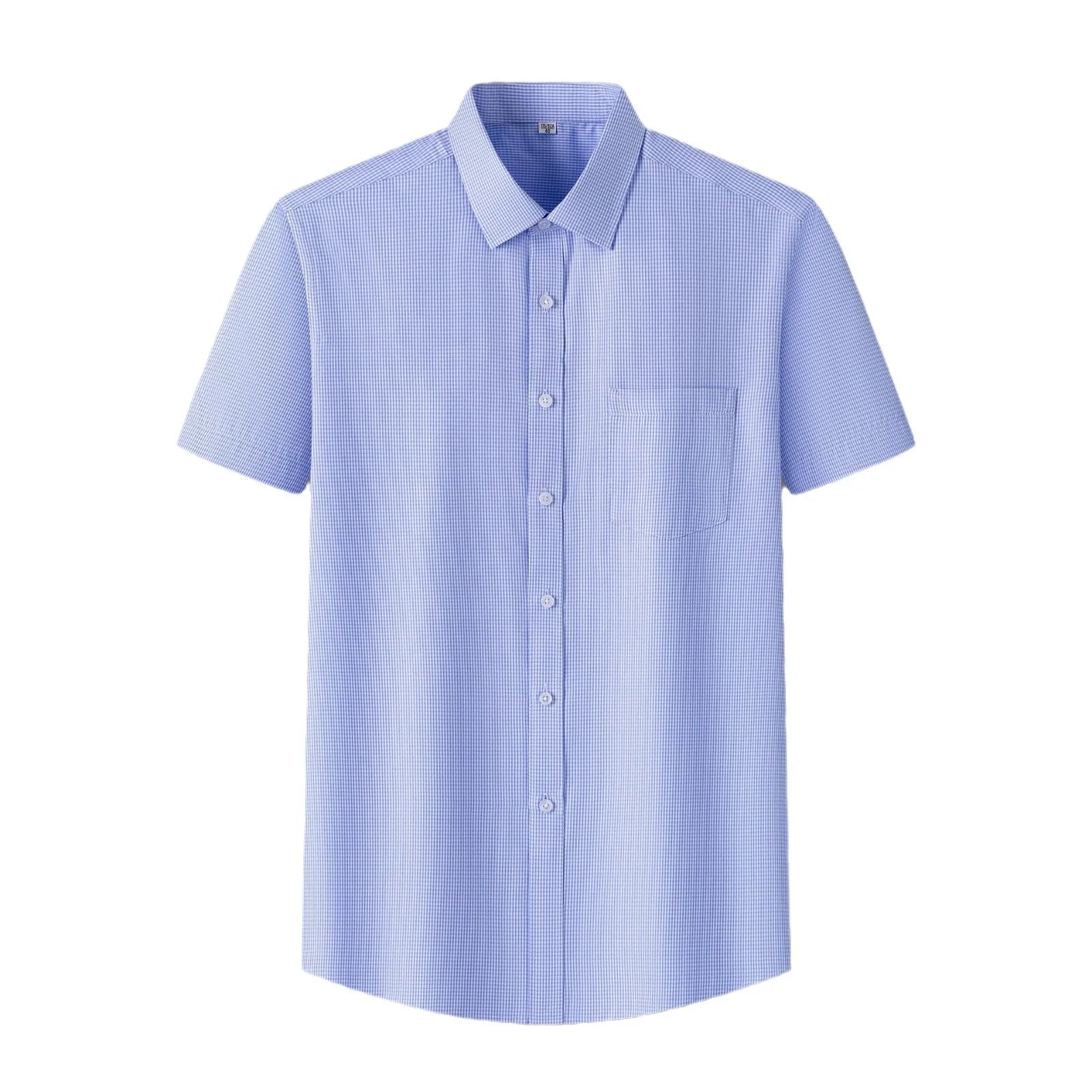 Luxury Brand Summer Business Casual Half Sleeve Shirt 100% Cotton Anti-Wrinkle and Comfortable Striped Pattern Plain Dyed