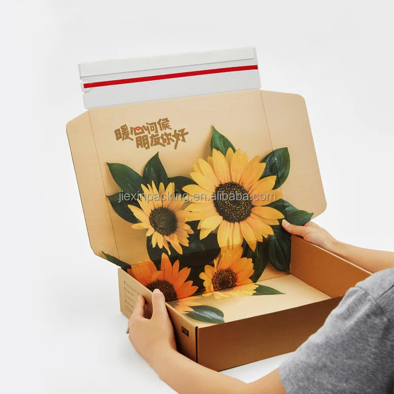 Recyclable Corrugated Board Shipping Box with Zipper for Order Packing Custom Embossing Small Business Packaging