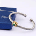 Stainless Steel Trend Open Twisted Wire Bangle with Zircon 7 Colors Unisex High Quality Jewelry Anniversary Gift Pulseras Mujer
