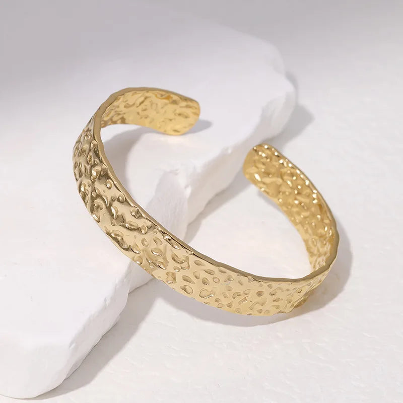 Beimai OEM Bangle High-grade Irregular Pattern Titanium Steel Open Adjustable Bangle