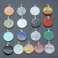 30mm Thin Round Disc Pendant Natural Gem Stone Crystal Disc Round Pendant for Necklace Making