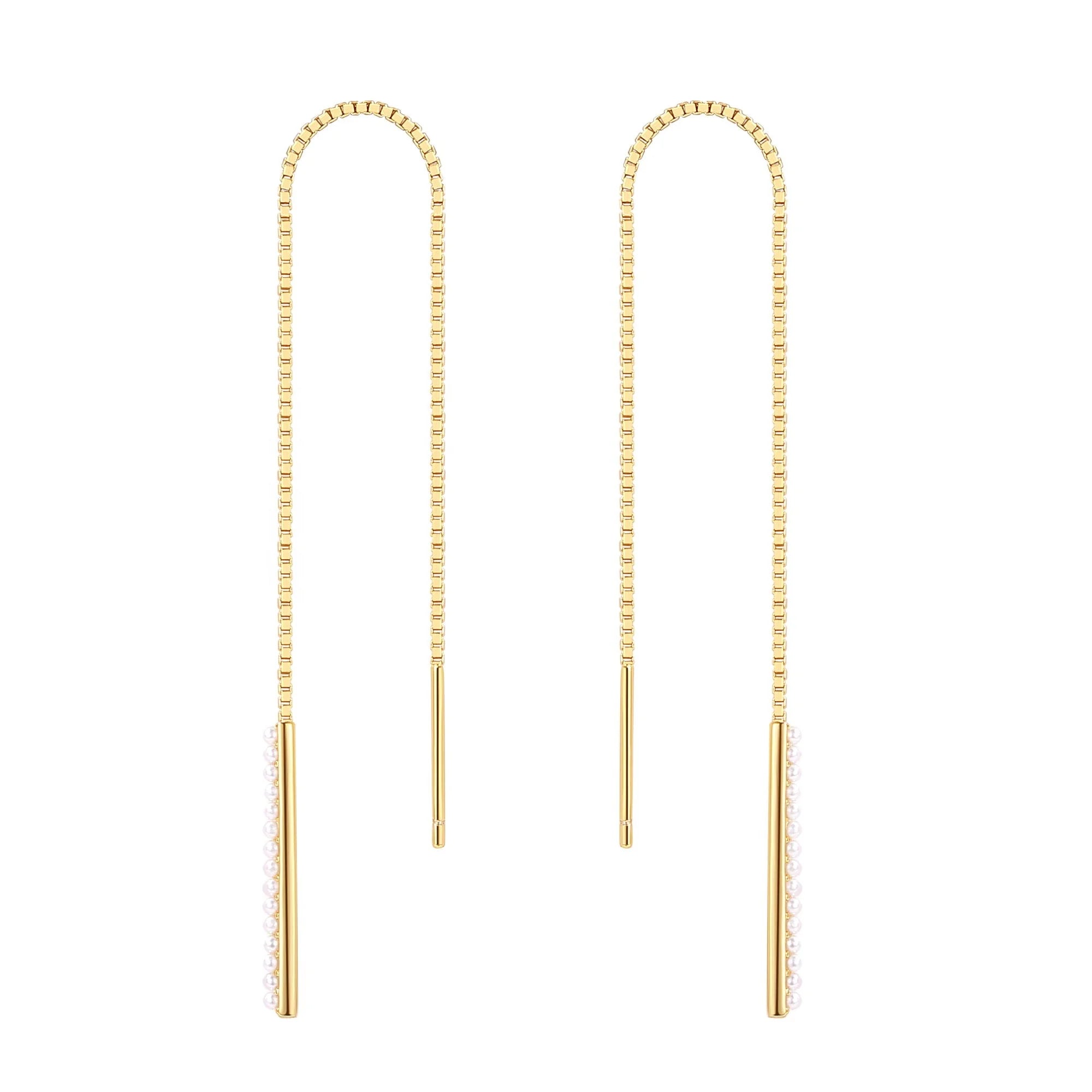 Nagosa Women Luxury Fashion 18k Gold Plated 925 Sterling Silver Boxchain Threader Earrings