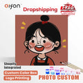 Orfon Dropshipping Cute Chibi Girl with Bun Hair Paint by Numbers Kit - Cheerful Cartoon Portrait Art for Home Decor DIY Craft