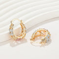 Gold Woman Earring Copper Alloy Gold Plated 18K Women'S Hoop Huggies Earrings Colorful Pattern Wholesale Women Fashion Jewelry