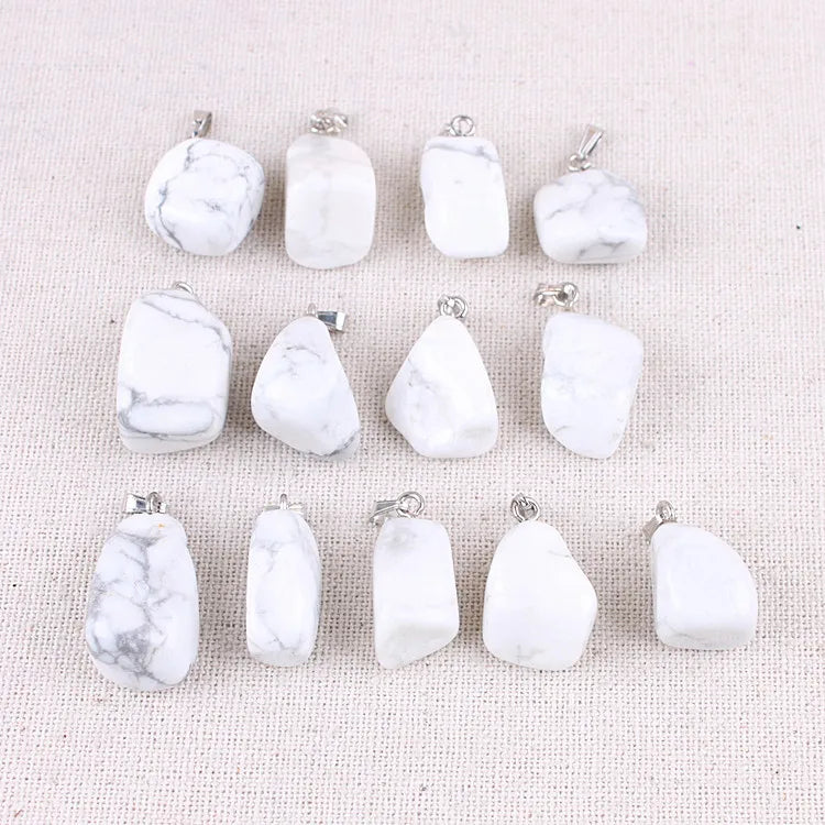 DIY Customize Handmade Fine Jewelry Natural Howlite Gemstone Pendant 925 Sterling Silver Necklace Women