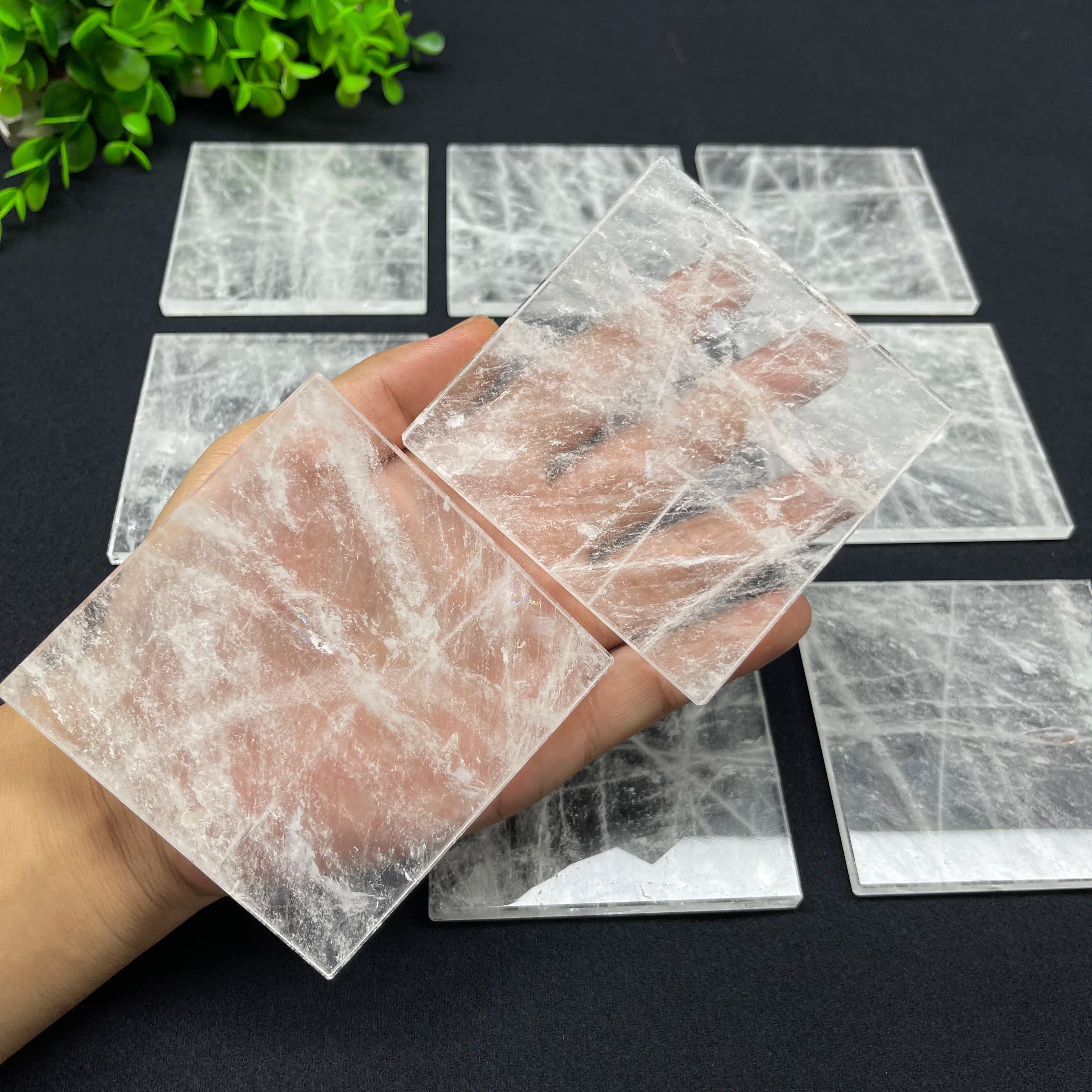 Customized Polished Clear Crystal Stone Tiles Natural Rock Quartz Crystal Slabs for Decoration