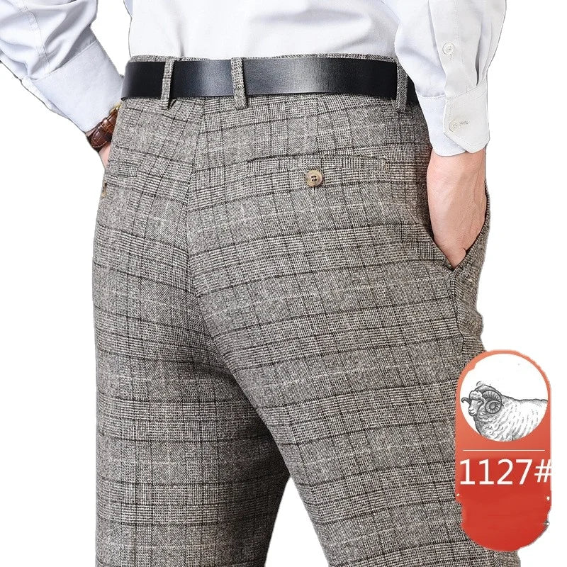 Wholesale Suit Pants Men Straight Leg Stripe  Business Suit Black Slim Man Casual Suit Men's Pants Trousers