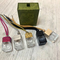 8ml Glass Square Hanging Car Air Freshener Fragrance Oil Diffuser Bottle Stock Empty Screw Cap Drawer Cardboard Box MOQ 100pcs