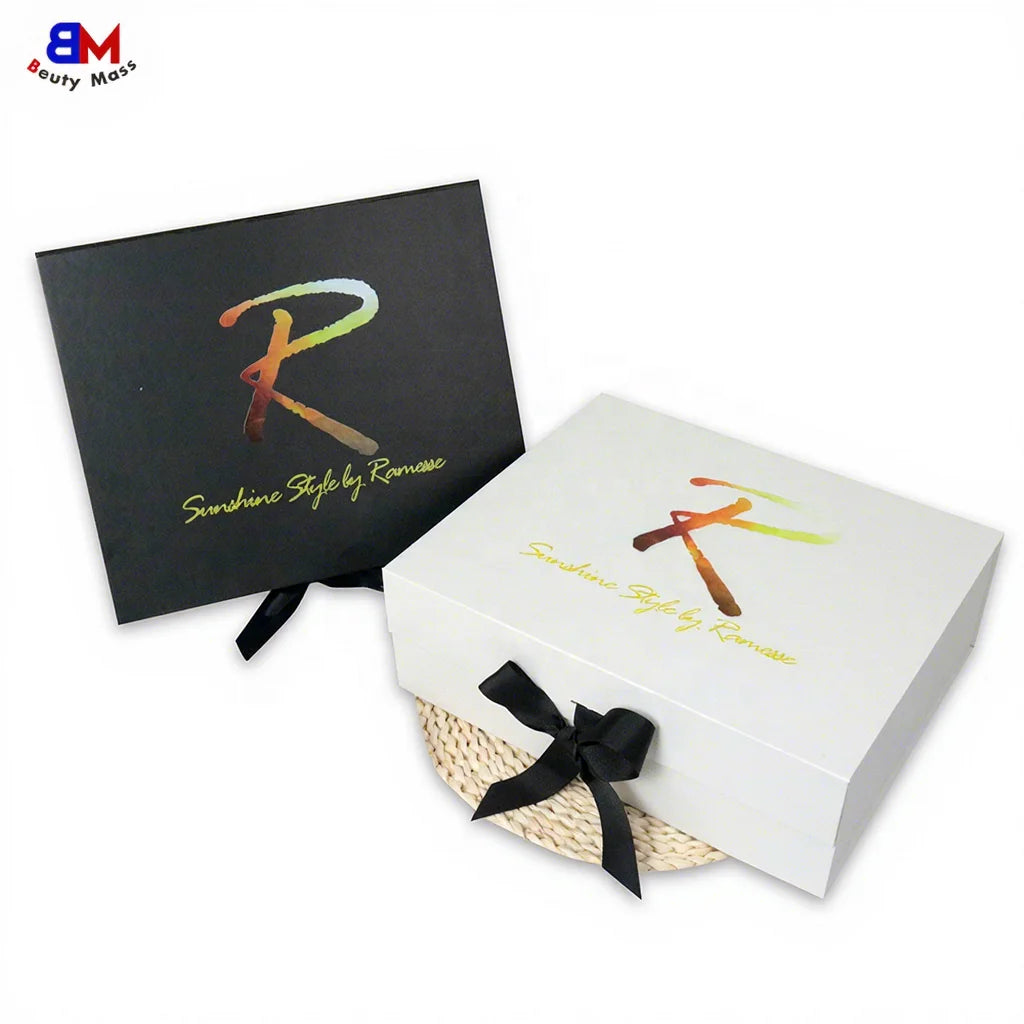Premium Luxury Custom Logo Magnetic Gift Box With Ribbon Packaging for Hair Bundles Extensions