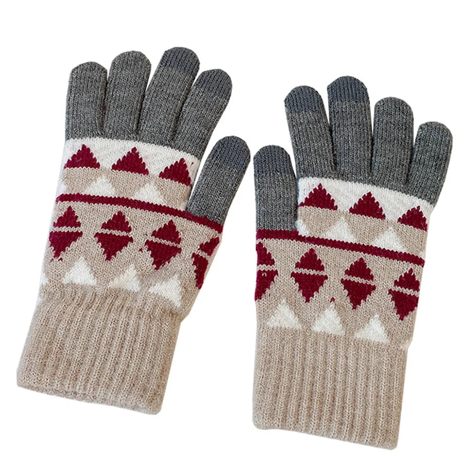 ALLCH Hot Selling Winter Machine Knit Glove Warm Knitted Magic Gloves Solid Color for Ladies