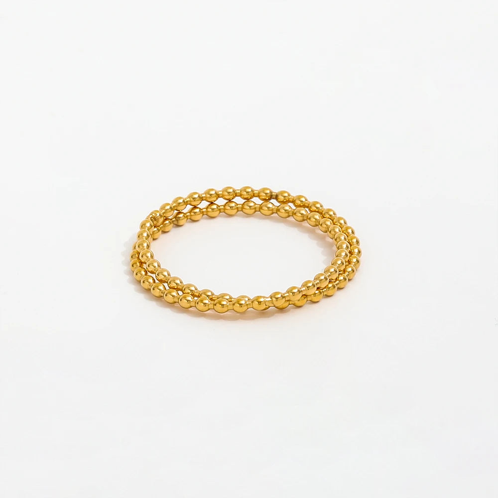 Fenny 18K Gold Plated Wholesale Tarnish Free Classic Elegant Bead Cross Stainless Steel Finger Ring Trendy for Women