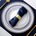 Eco-Friendly White Bone China Tableware Set Gold Rim Coffee Cup Bowl Spoon Charger Wedding Ceramic Glass Dinner Soup Plate