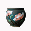 Dropshiping Stone Pottery Maifan Succulent Flower Pot Hand-Painted Sunflower Cactus Planter Stoneware Clay Container for Decor
