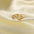 New Arrival 18K Stainless Steel Gold Plated Big Heart Shape White Cubic Zircon Adjustable Open Rings for Girls