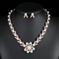 Simple Fashion Women's Wedding Party Bridal Jewelry Set Gold Plated Imitation Pearl Necklace and Earrings Trendy Alloy