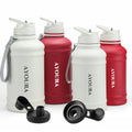1300ml Double Wall  Stainless Water Bottle Wide Mouth Vacuum Insulated Metal Flask Handle Lid Straw Strap Gym Outdoor
