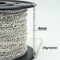 Wholesale Unfinished Chain Roll Link 4MM Italy Solid Silver Figaro Chain for Jewelry Making Necklace Bracelet Men