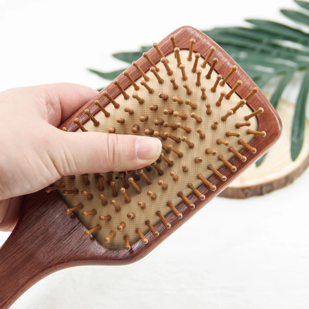 Wooden Bamboo Hair Brush Bamboo Wooden Paddle Brush for Detangling Straightening Hair and Blow Drying Hair Comb Brush