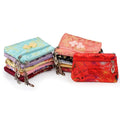 13*8.5cm Double Zipper Silk Bag Flower Embroidered Brocade Jewelry Pouches Party Favors Packaging Pouch for Gifts