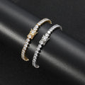 Hip-Hop Rapper Silver Color Tennis Bracelet with Round 3mm Cubic Zirconia 3 Prong Setting Gold Plated Unisex AIJIER for Parties