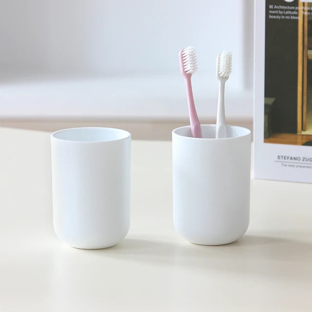 Bathroom Tumbler Cup Easy-to-Clean Plastic Mouthwash Cups and Toothbrush Holder for Home or Camping