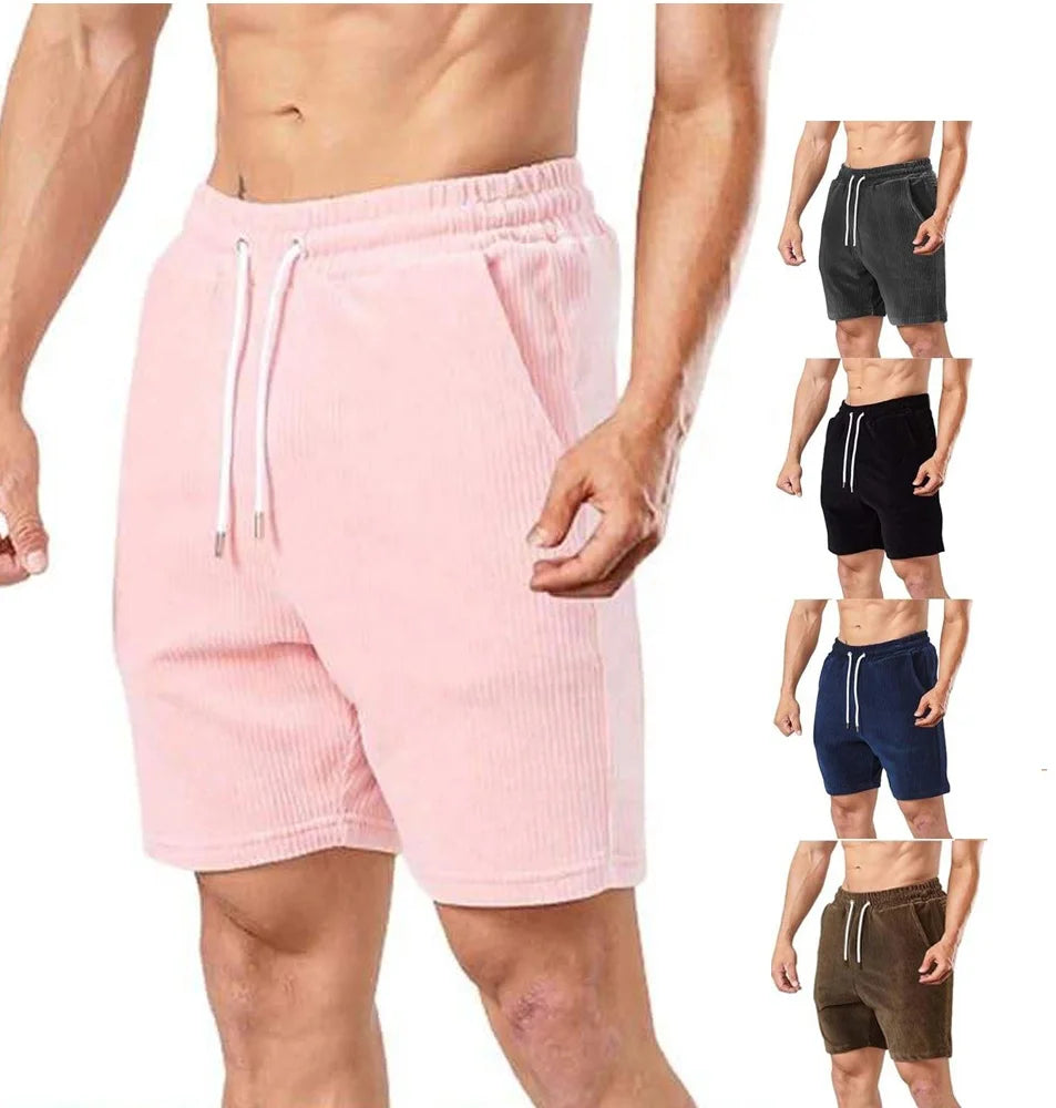 Summer Fashion Corduroy Threaded Shorts Training Fitness Oversized Trousers Hip Hop Bottoms Men Shorts Pants