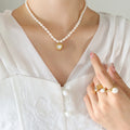 New Fashion Unique Design Stainless Steel Irregular Freshwater Pearl Trendy Shell Heart Pendant Choker Necklace Women P1242