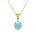 RINNTIN SGMN33 Luxury Natural Aquamarine Pendant Necklace for Women 925 Sterling Silver Square Cut Necklace Gemstone Jewellery