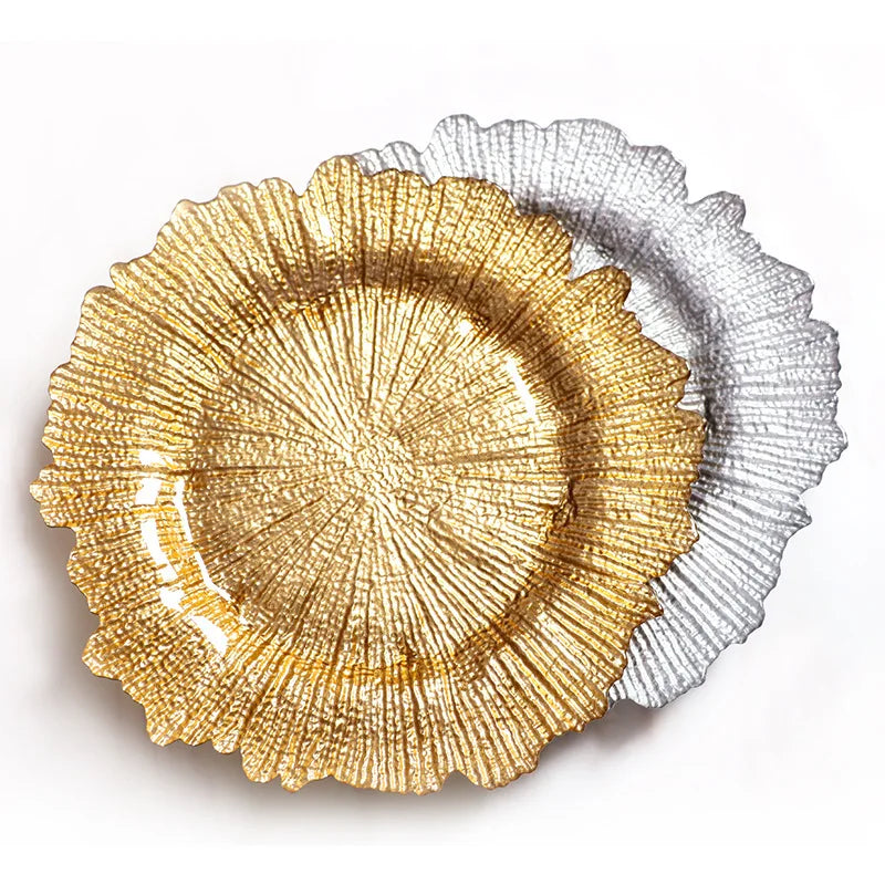Hot Sale Stylish Starburst Texture Dinner Wedding Plate New Arrival in Stock Factory Price Custom Colors Plant Pattern Design