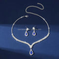 Diamond-encrusted Metal Claw Chain Water Droplets Necklace Earring Jewelry Set Bridal Accessories