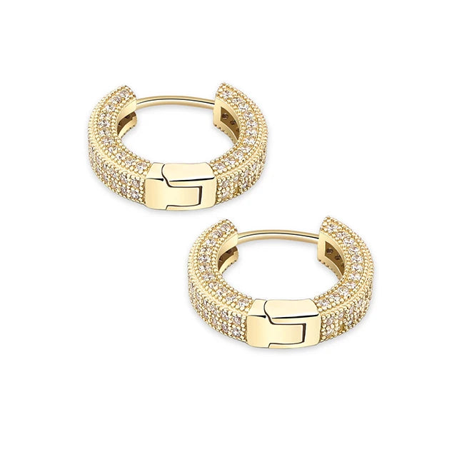 Sterling Silver Classic Orthodox Hinged Huggie Hoop Earrings with Zircon Gold & Rhodium Plated Wedding Gift