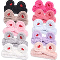 Custom Embroidered Coral Fleece Spa Headband Beauty Skincare Makeup Bowknot Wrap with Heart Design Machine Washable