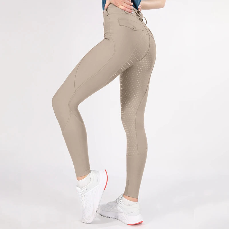 New Listing Kids Silicone Knee Patch Riding Breeches Girl Four Ways Stretch Equestrian Jodhpur Pants