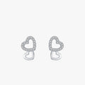 Ailmay Real 925 Sterling Silver Hearts Clear Zircon Stud Earrings for Women Gift Simple Earring Fashion Korea Style Jewelry