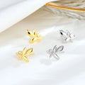 Mini Simple Anti-Allergic 925 Sterling Silver Leaf Shape Stud Earrings Women 18K Gold Zircon Fashionable Trendy Jewelry Gifts