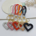 Fashion Polymer Clay Leather Rope Keychain Hollowed-out Heart Keychain Creative Bag Pendants Wholesale
