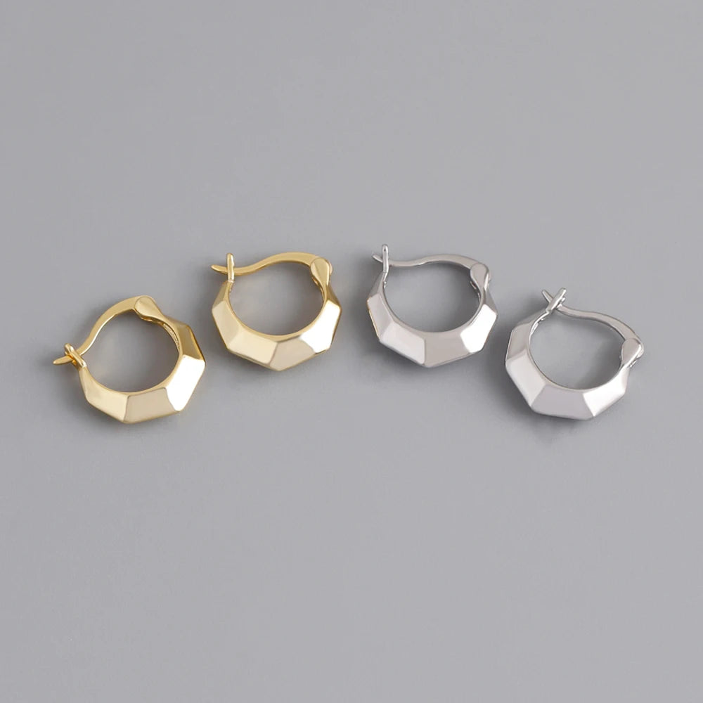 Fashion Jewelry 925 Silver Earrings Jewelry Irregular 18K Gold Plated Sterling Silver Hoop Earrings for Women